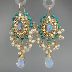 Labradorite Turquoise Maharaja Earrings