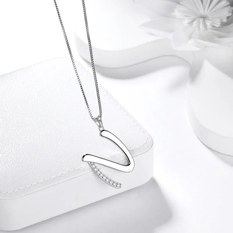 Letter Initial N Necklaces Pendant Women Girls Name Jewelry Gift 925 Sterling Silver