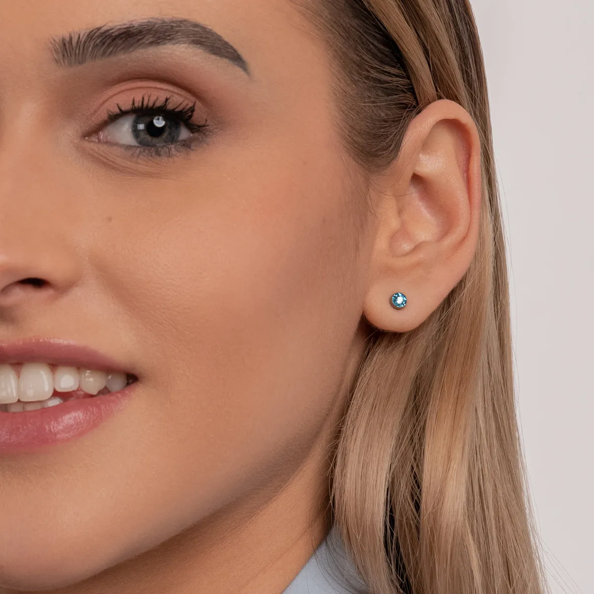 Light Blue Titanium Stud Earrings