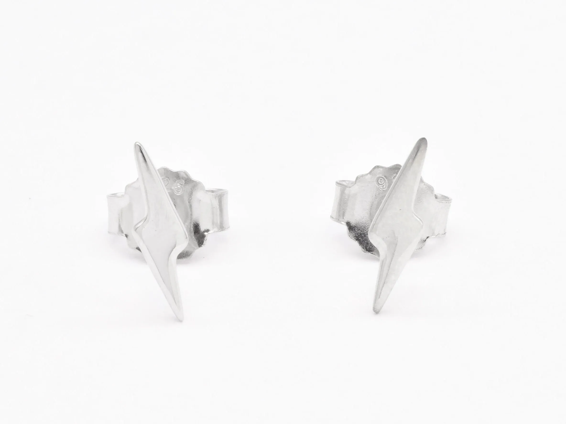 Lightning Bolt Earrings - Dainty Silver Studs - Small Lightning Earrings