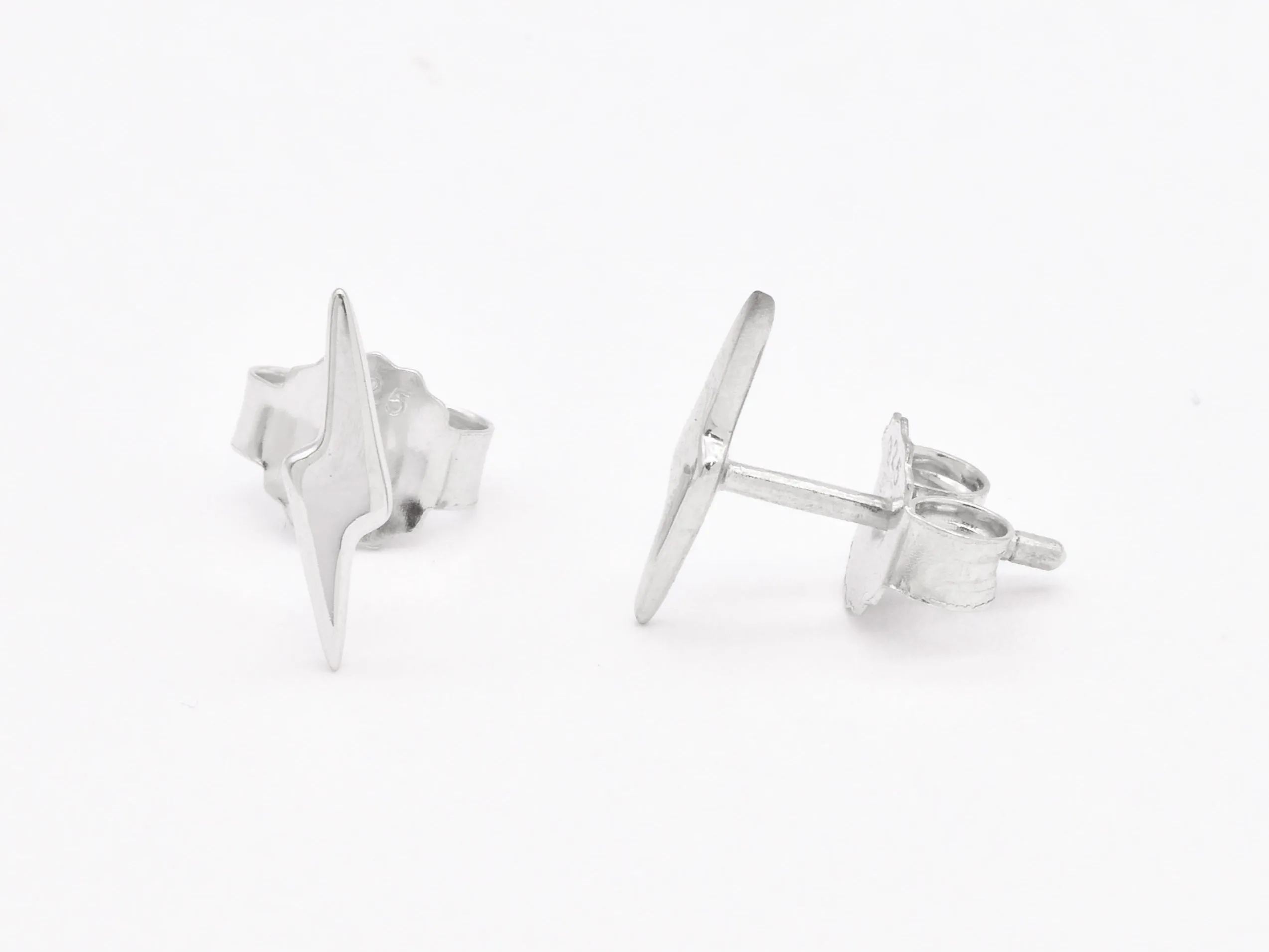 Lightning Bolt Earrings - Dainty Silver Studs - Small Lightning Earrings