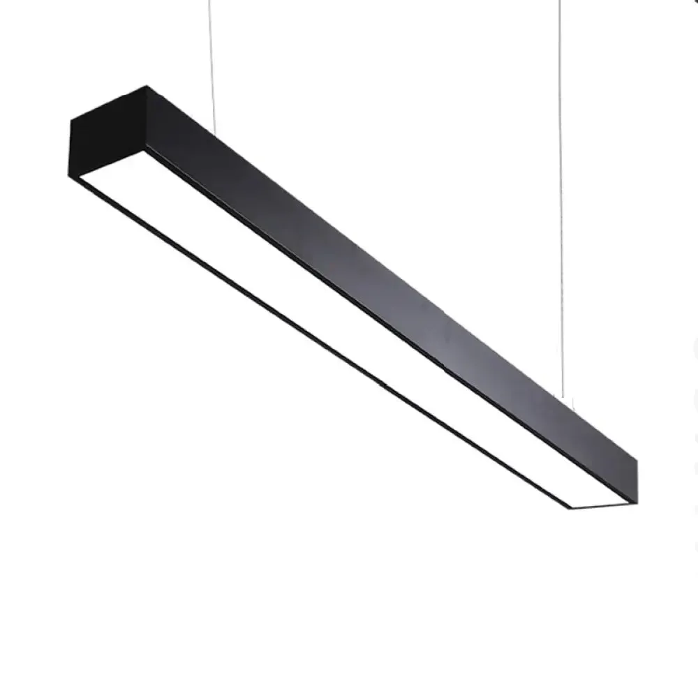 Linear LED Pendant Light: Sleek Aluminum Fixture for Modern Office Ceilings.