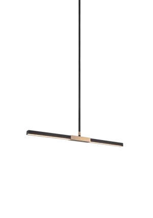 Lineare Matte Black and Aged Gold Brass Sleek Small Pendant