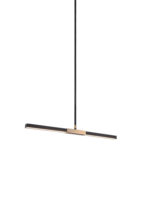 Lineare Matte Black and Aged Gold Brass Sleek Small Pendant