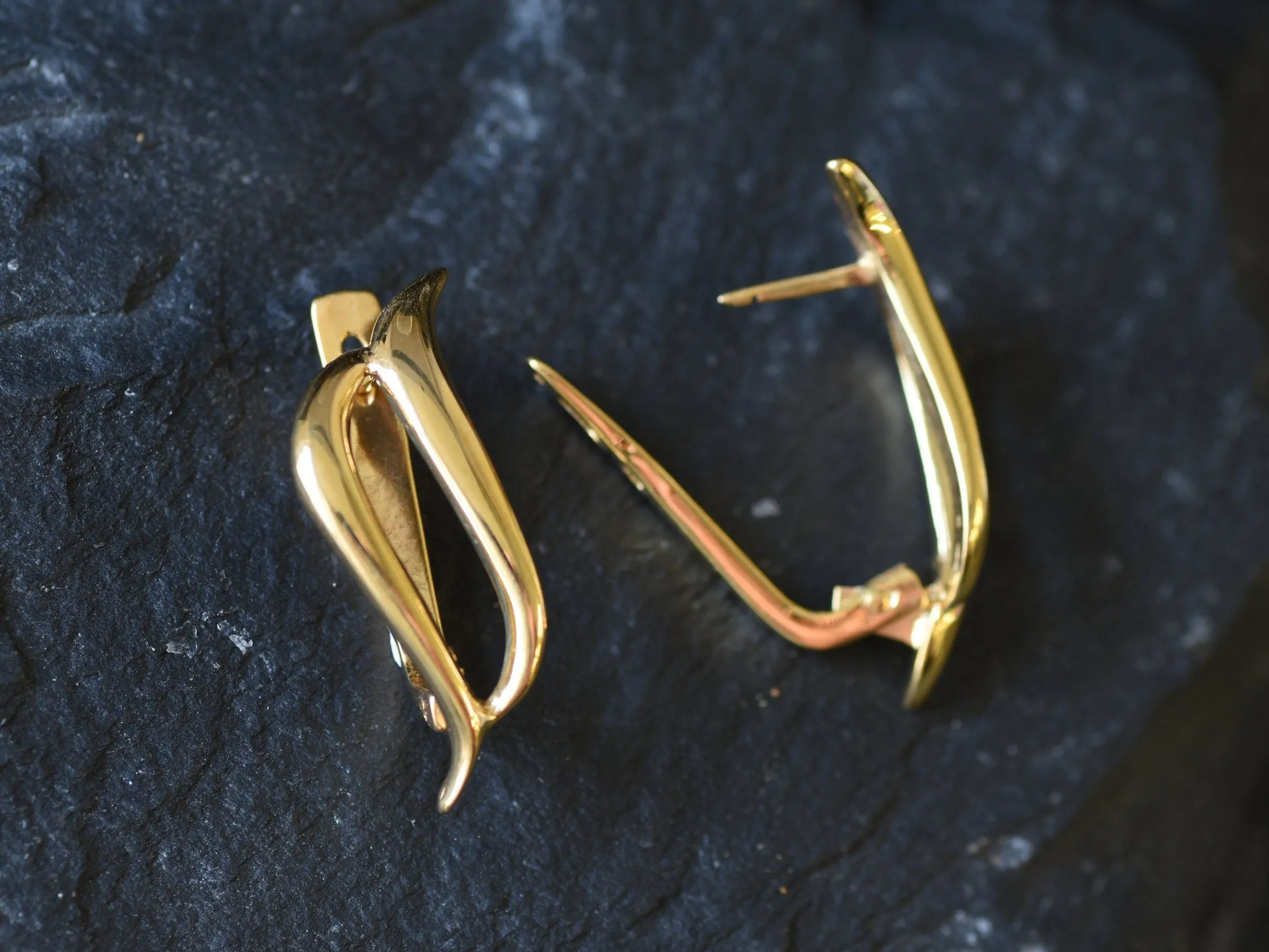 Long Gold Earrings - Artistic Gold Earrings, Gold Women Earrings