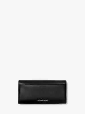 Manhattan Large Viola Leather and Logo Clutch