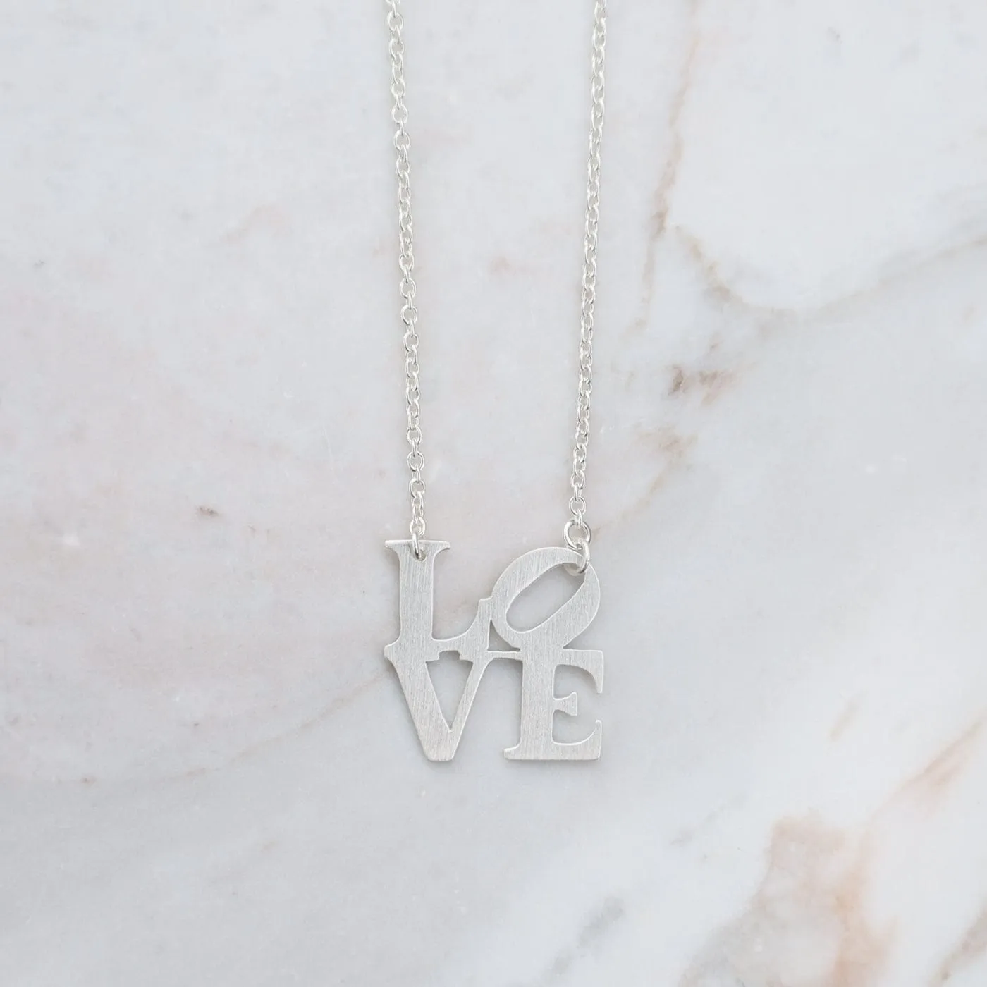 Matte Silver LOVE Necklace