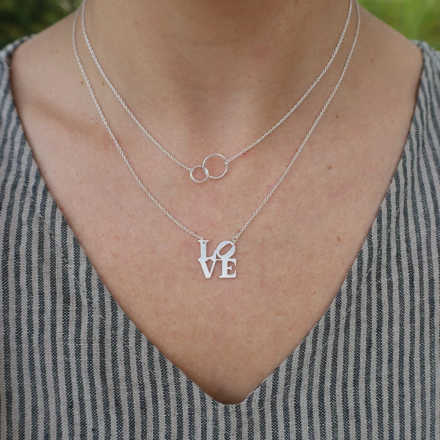 Matte Silver LOVE Necklace