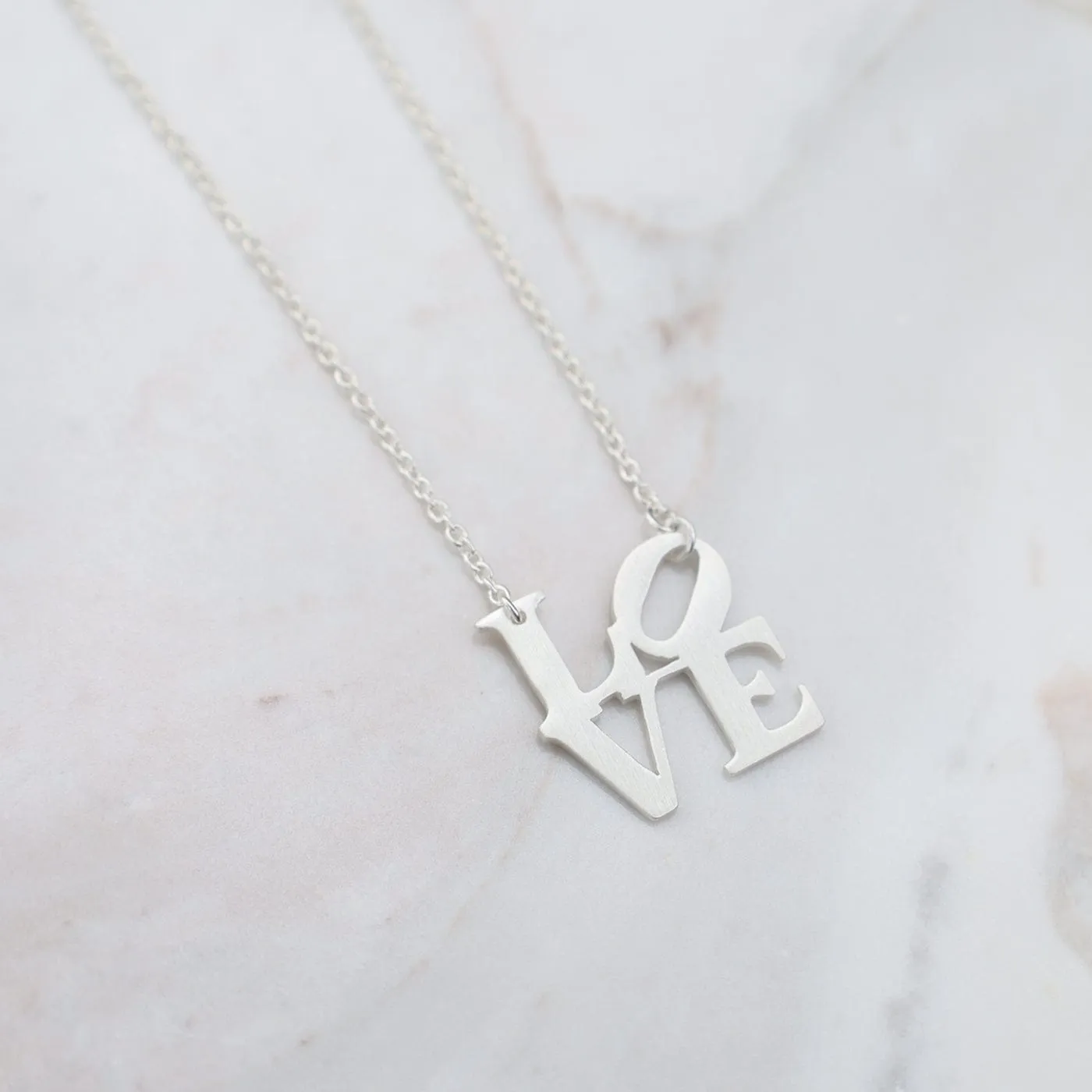 Matte Silver LOVE Necklace