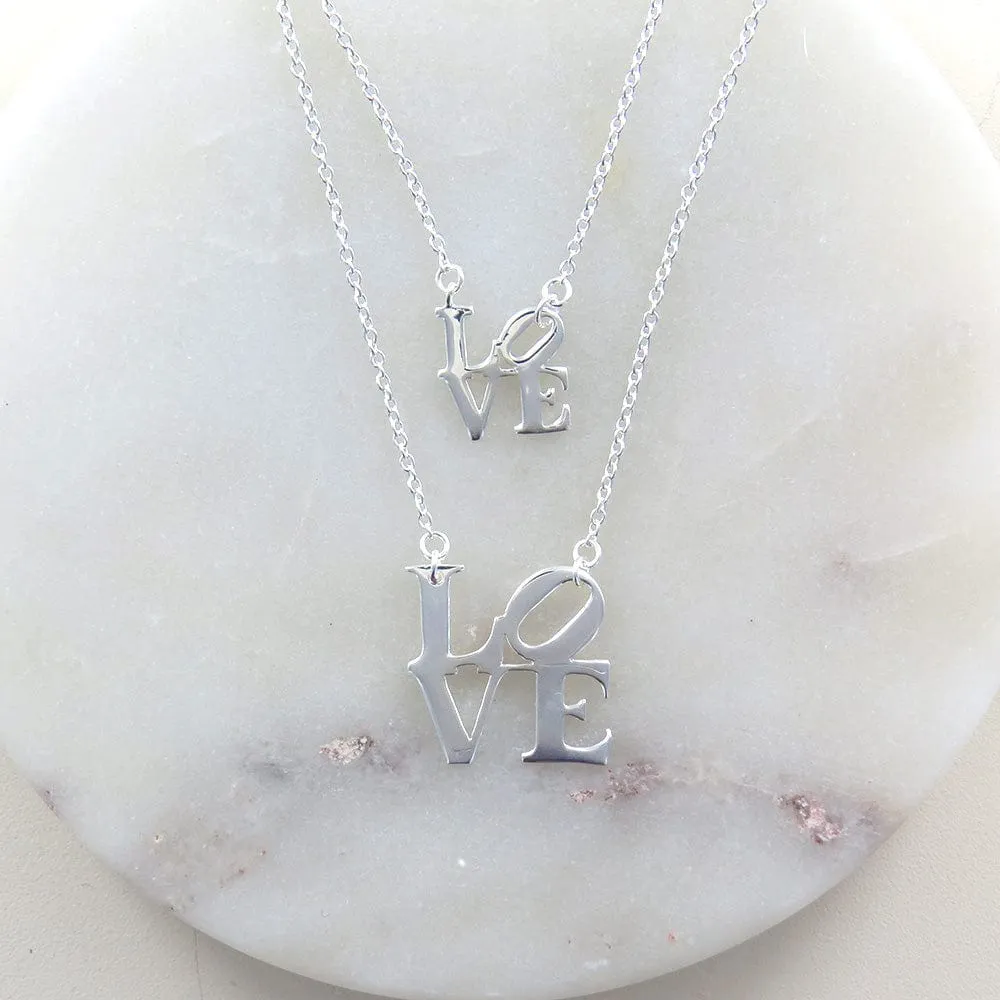 Matte Silver LOVE Necklace