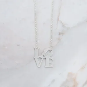 Matte Silver LOVE Necklace