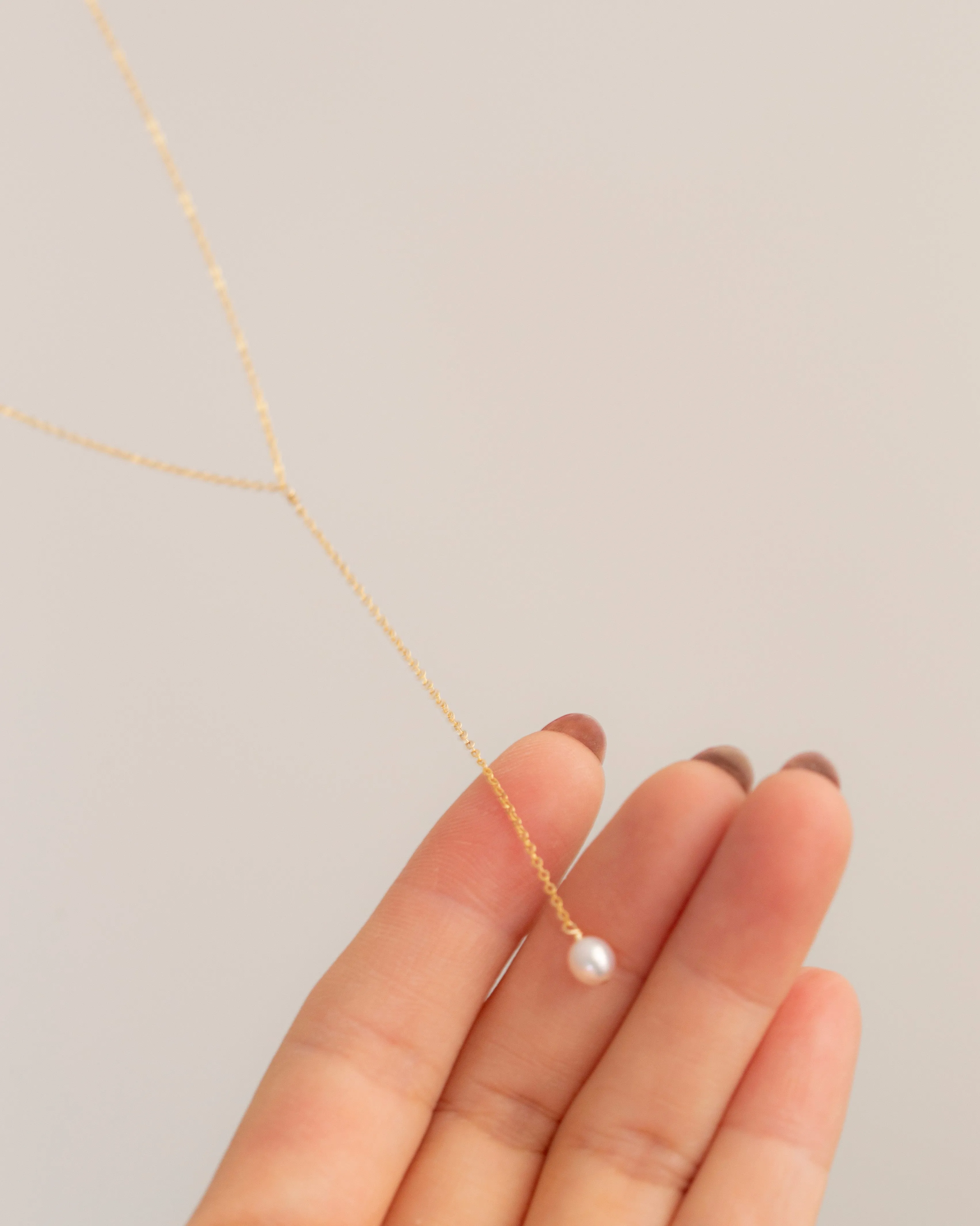 Mini Pearl Lariat Necklace