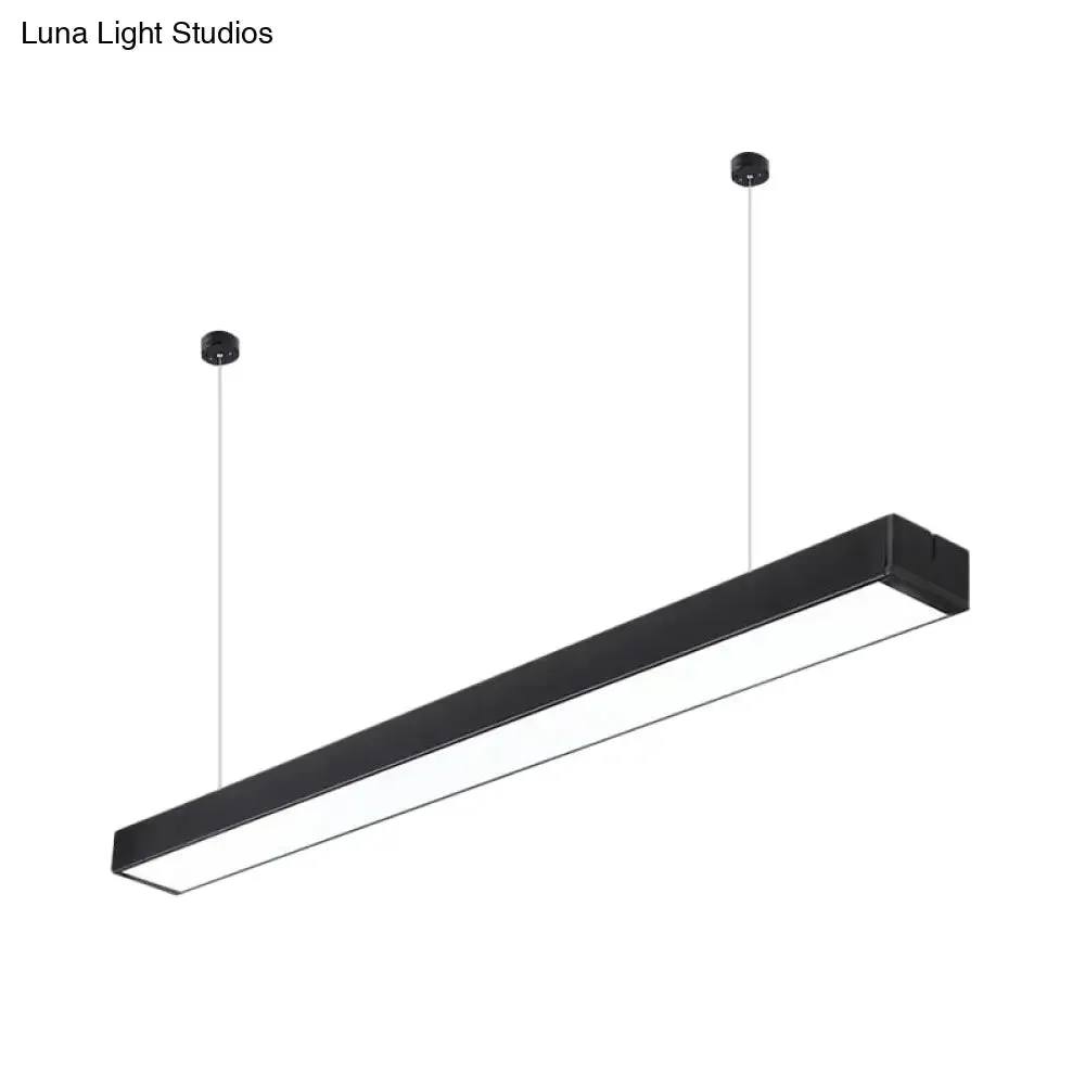 Minimalist Linear LED Hanging Light - Acrylic, Black/White - Office Ceiling Pendant Lamp (2"/3"/4" Wide)