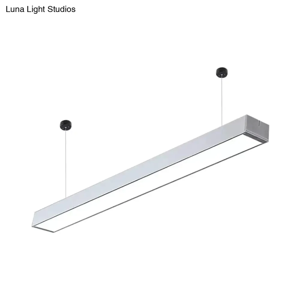 Minimalist Linear LED Hanging Light - Acrylic, Black/White - Office Ceiling Pendant Lamp (2"/3"/4" Wide)