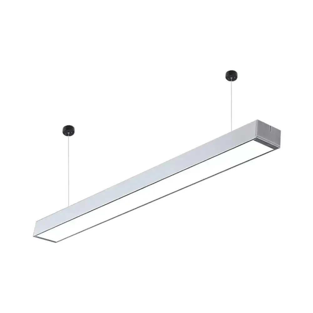 Minimalist Linear LED Hanging Light - Acrylic, Black/White - Office Ceiling Pendant Lamp (2"/3"/4" Wide)