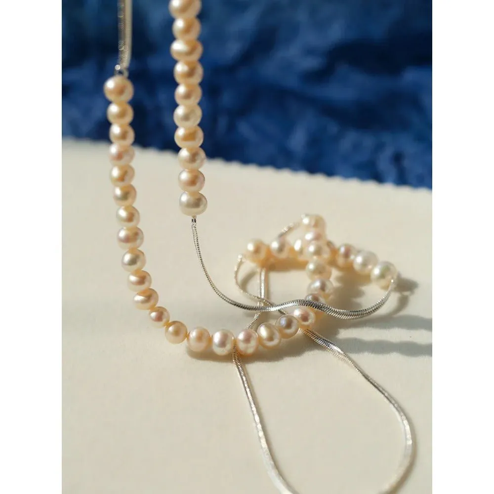 Minimalist Serpent Bone Chain Pearl Y Necklaces