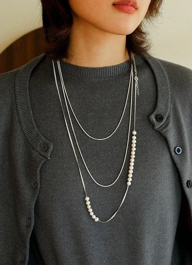 Minimalist Serpent Bone Chain Pearl Y Necklaces