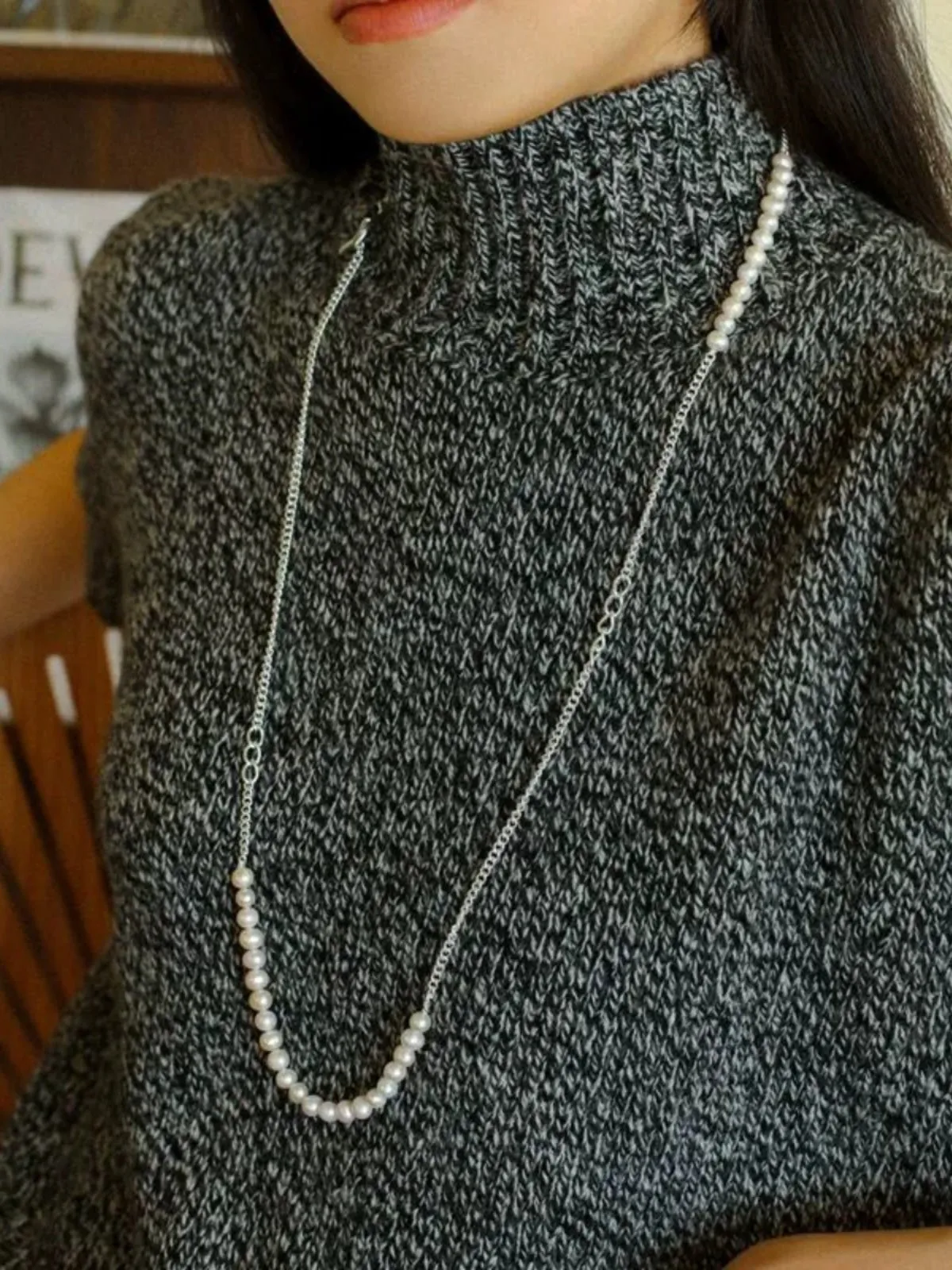 Minimalist Serpent Bone Chain Pearl Y Necklaces