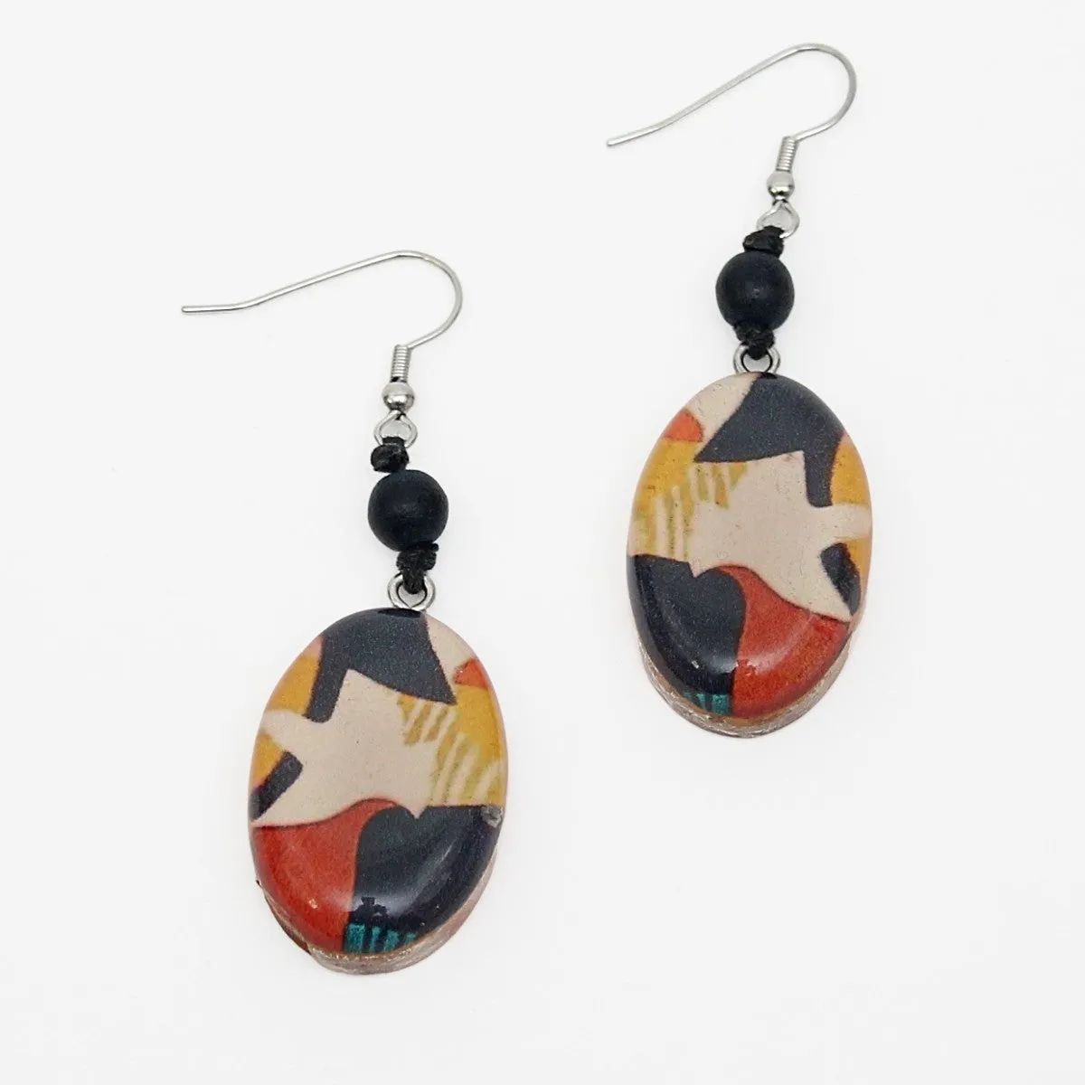 Multi Color Bird Print Earrings