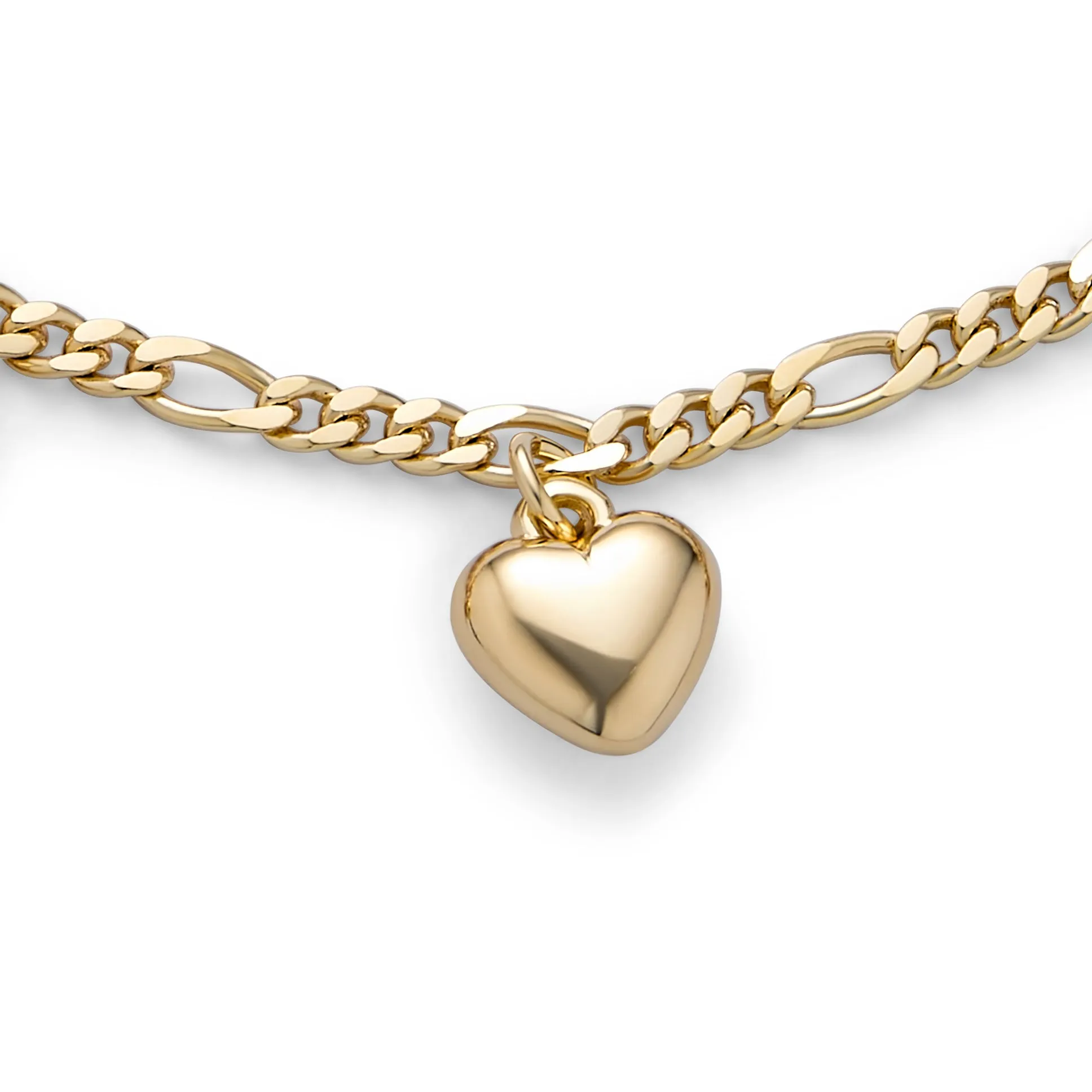 Multi Heart Charms Anklet Ankle Bracelet 18K Gold Plated Figaro Chain