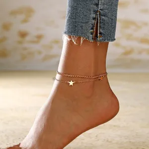 Multi-layered five-pointed star anklet