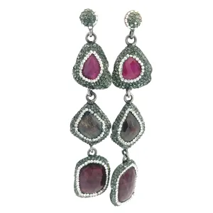 Multicolor Gemstone Long Earring