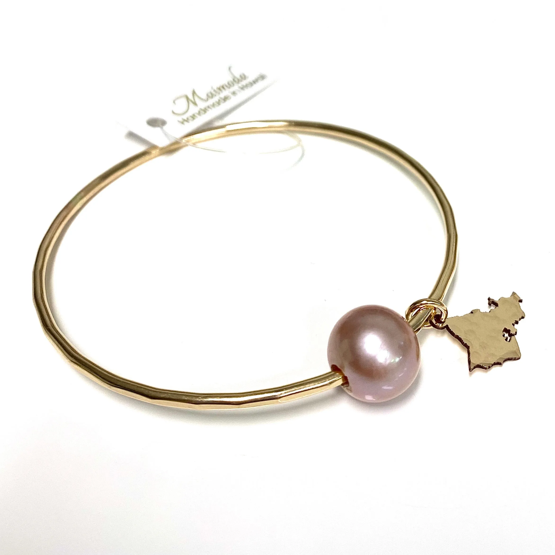 Oahu charm bangle - pink Edison pearl