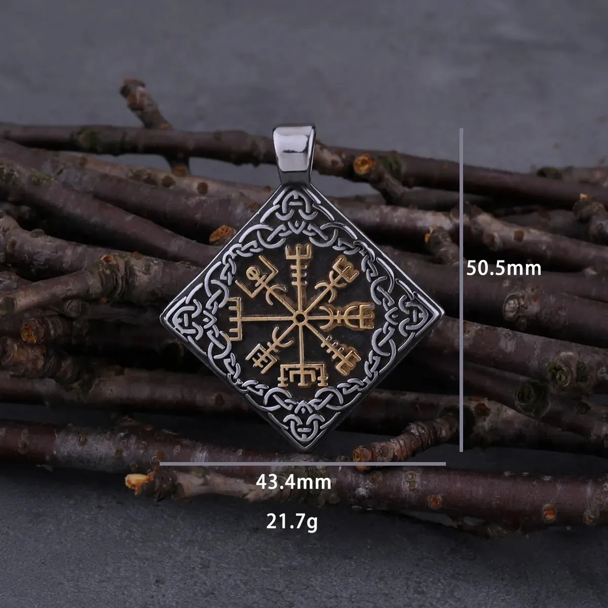 Odin Rune Charm Road Sign Compass Viking Necklace