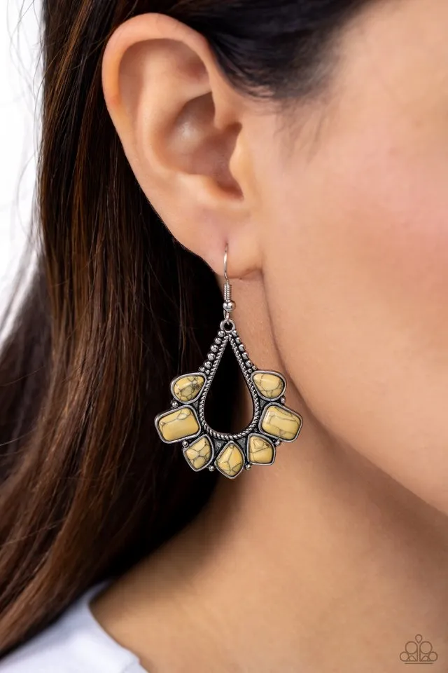 Paparazzi Earring ~ Mesa Trek - Yellow