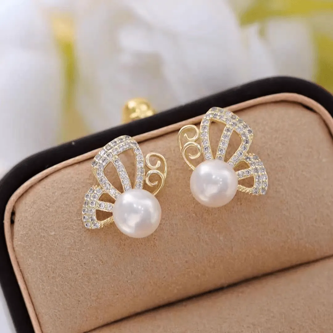 Pearl Butterfly Hollow Earrings