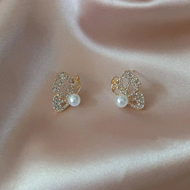 Pearl Butterfly Hollow Earrings