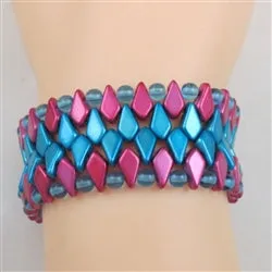 Pink & Turquoise Beaded Cuff Bracelet