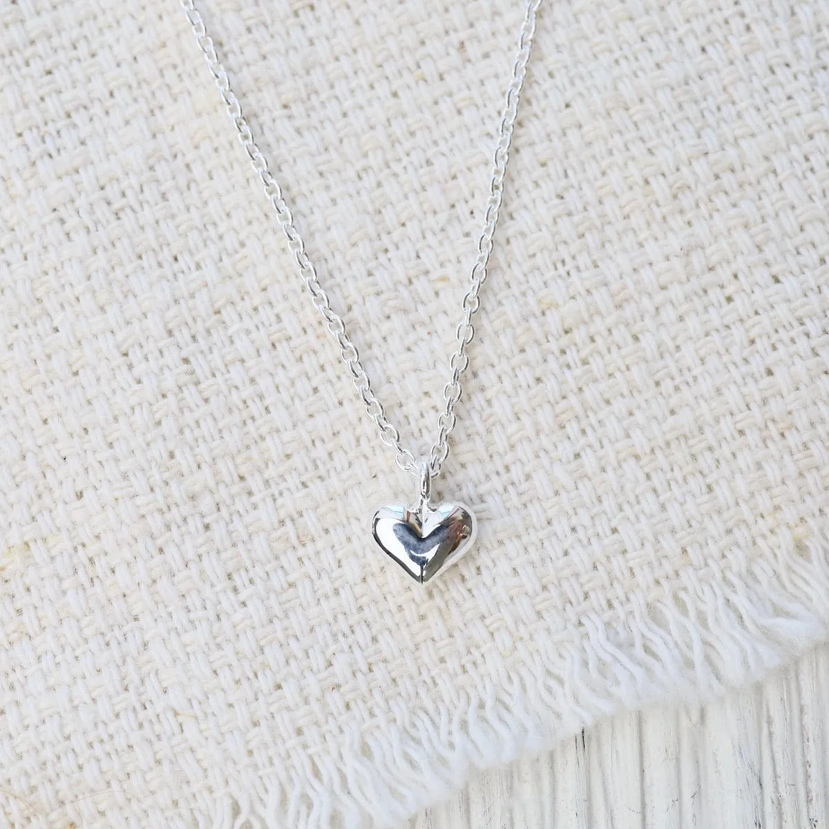 Polished Puffy Heart Necklace in Sterling Silver