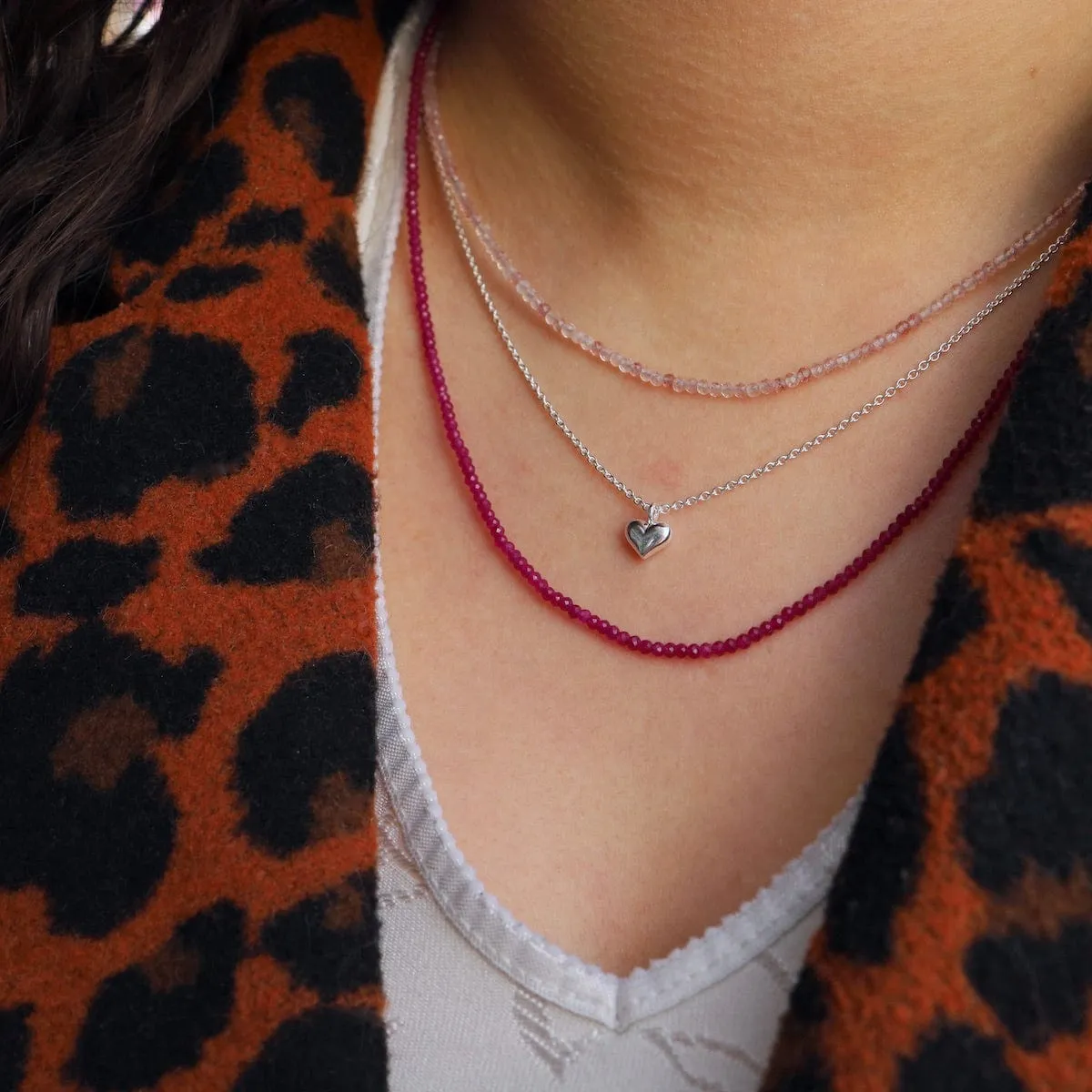 Polished Puffy Heart Necklace in Sterling Silver