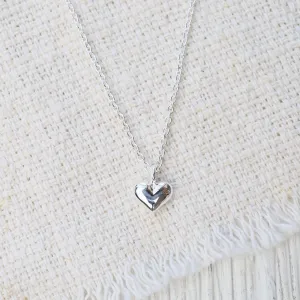 Polished Puffy Heart Necklace in Sterling Silver