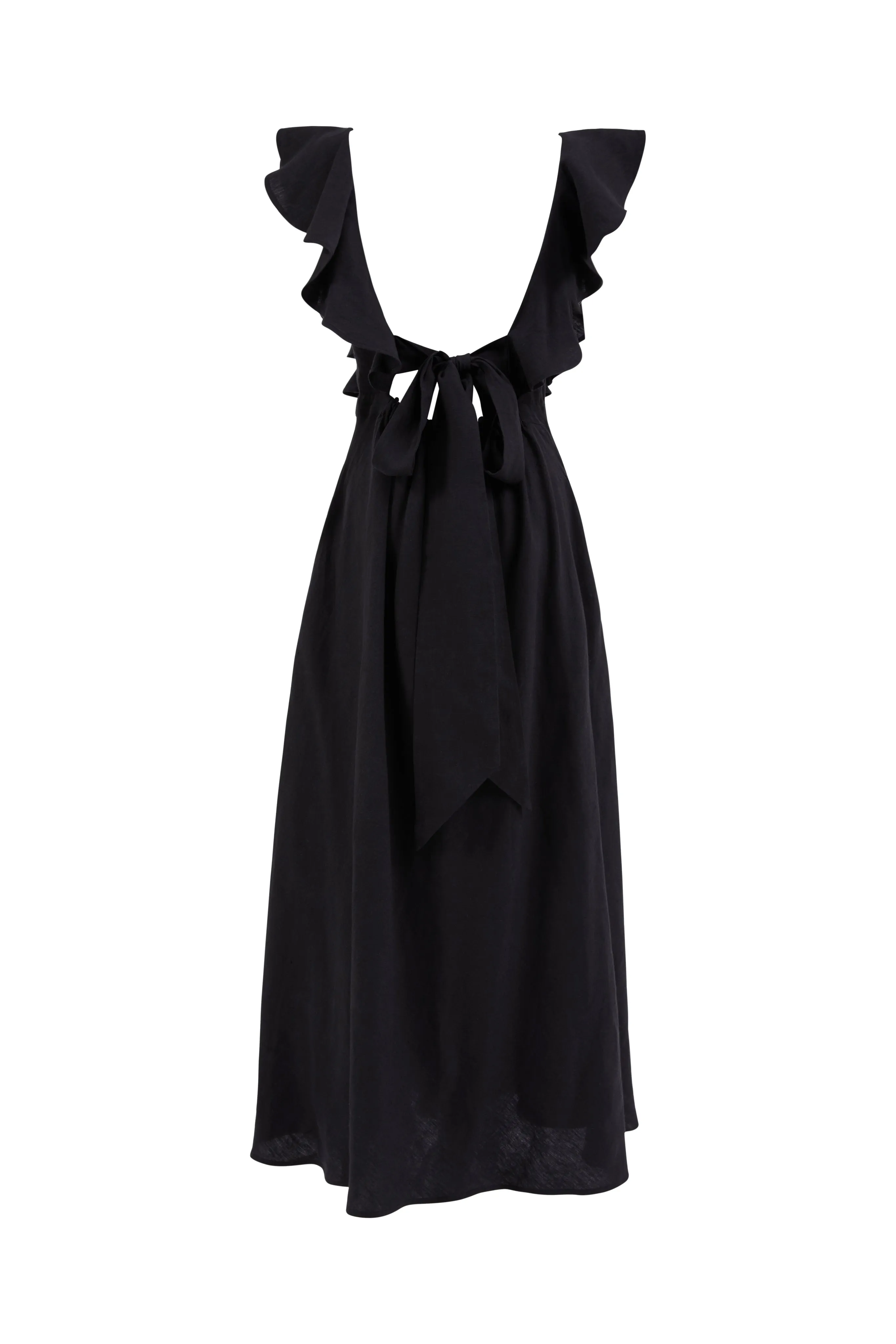 Portia Black Linen Maxi Dress