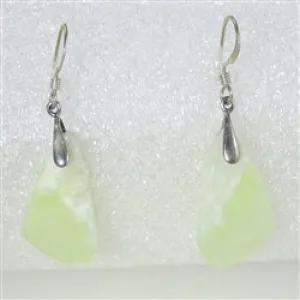 Prehnite Tranuscent  Pale Green Gemstone Drop Earrings