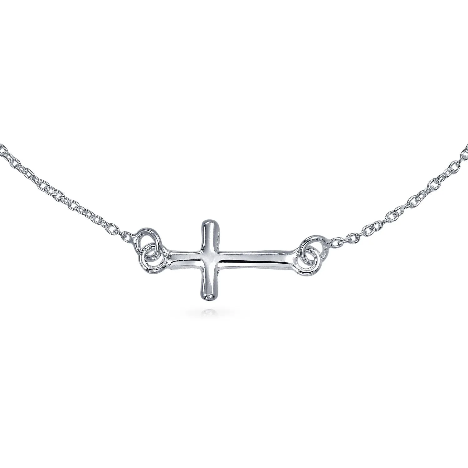 Religious Horizonal Sideways Cross Bracelet Communion Sterling Silver