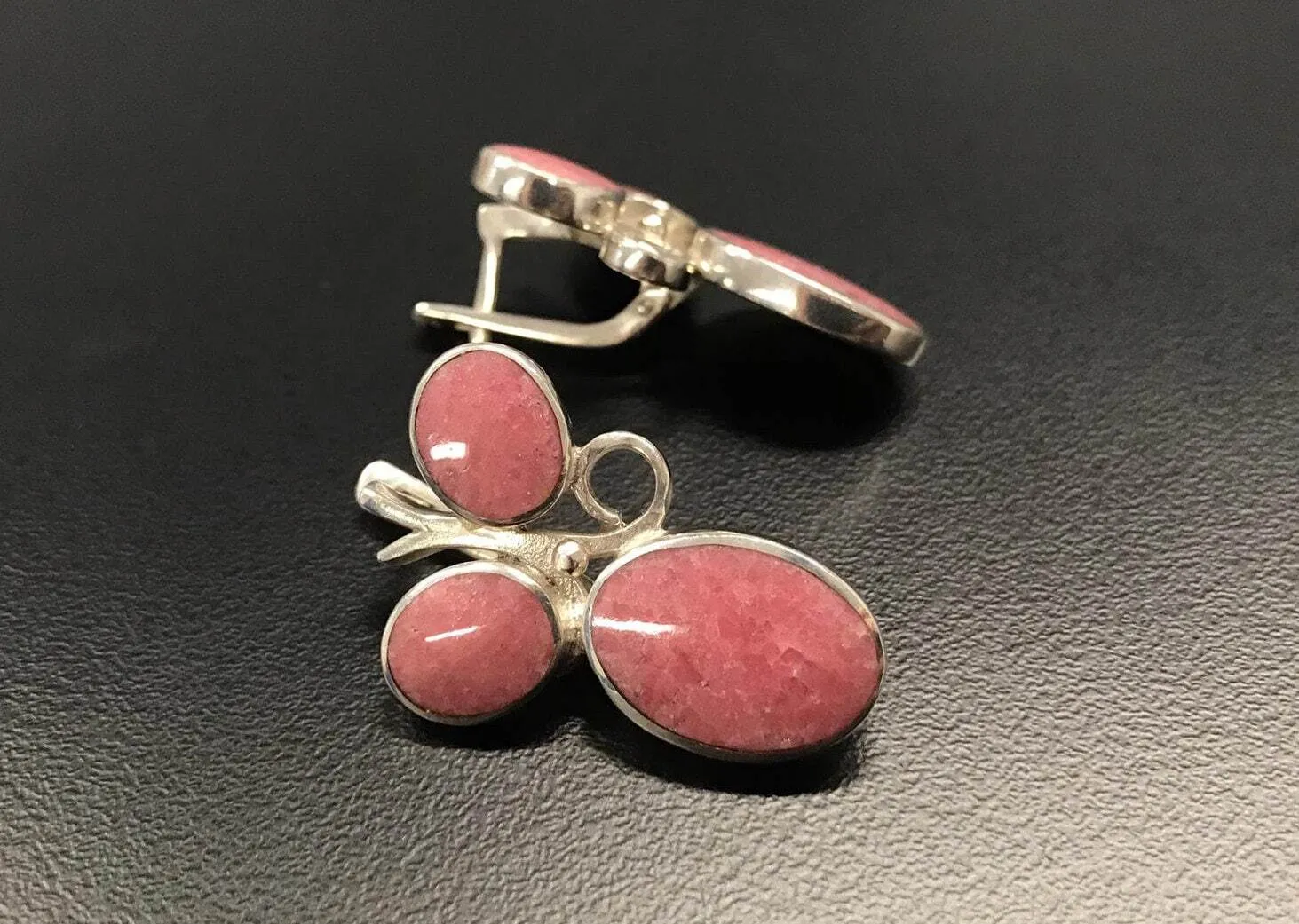 Rhodochrosite Earrings - Pink Statement Earrings - Large Boho Earrings