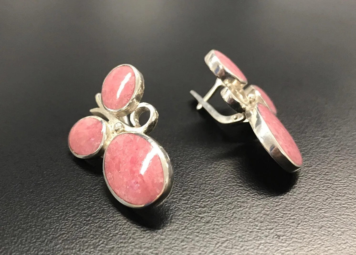 Rhodochrosite Earrings - Pink Statement Earrings - Large Boho Earrings