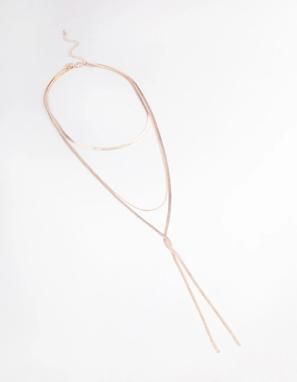 Rose Gold Flat Snake Chain Y-Shape Necklace