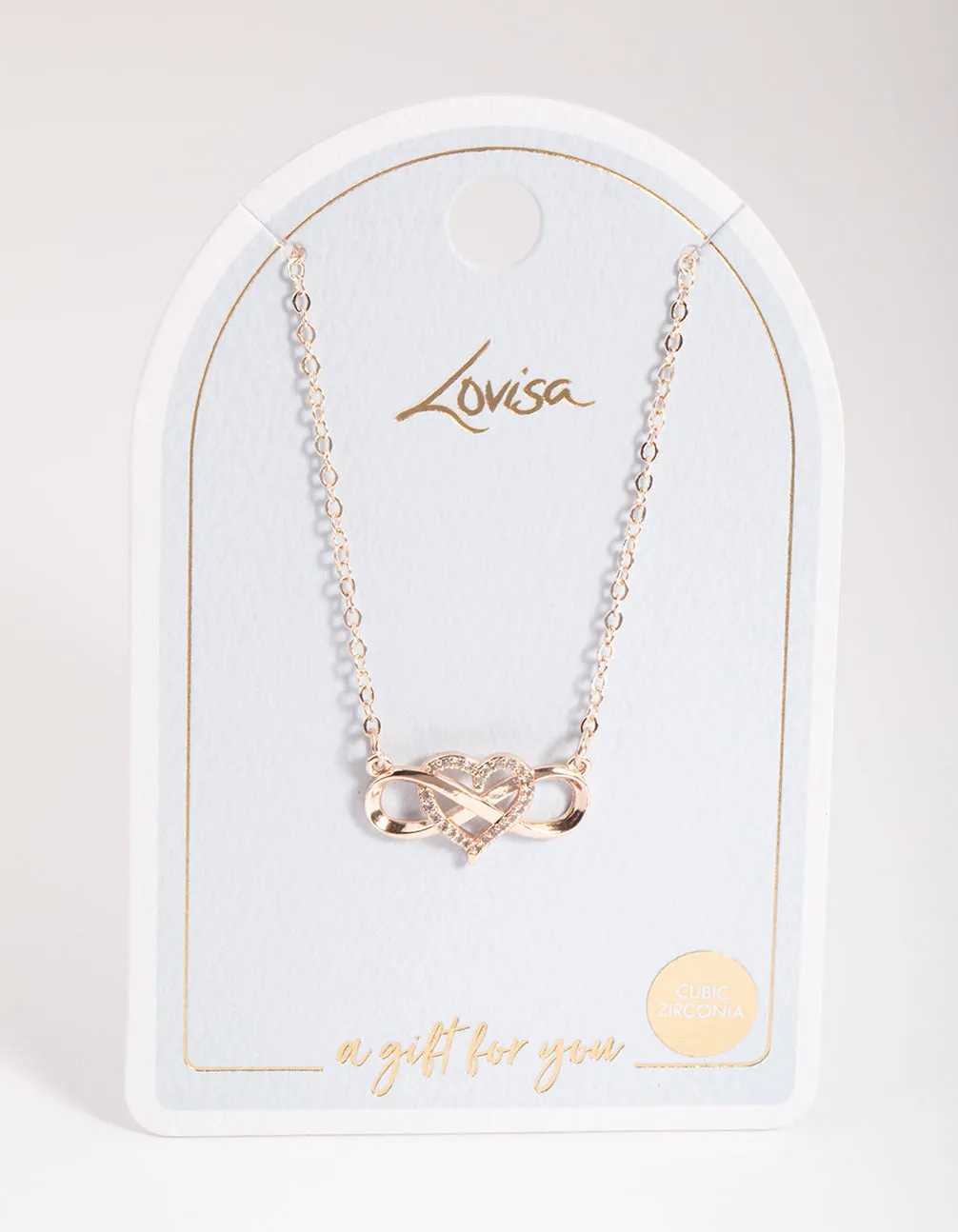 Rose Gold Heart & Infinity Necklace