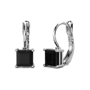 Samantha 18k White Gold Plated Drop Earrings with Black Swarovski Crystal