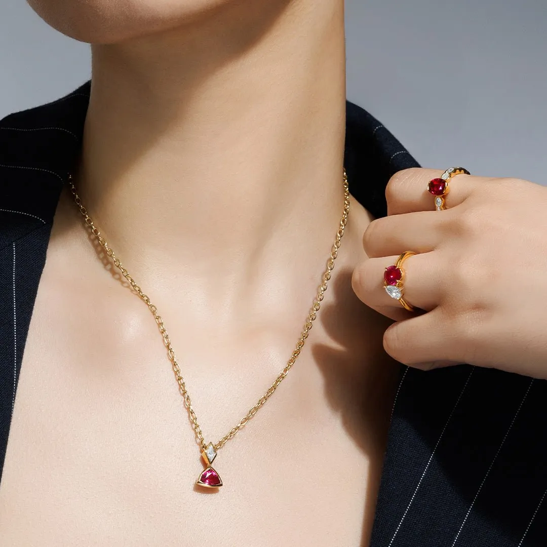 Silky Ruby and Diamond Pendant