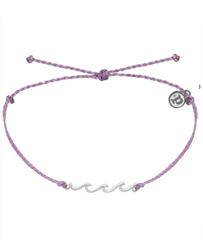 Silver Delicate Wave Bracelet Purple