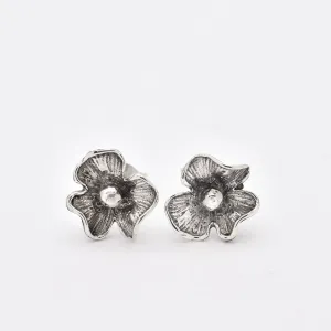 Silver Flower Studs - Boho Flower Earrings - Summer Silver Studs