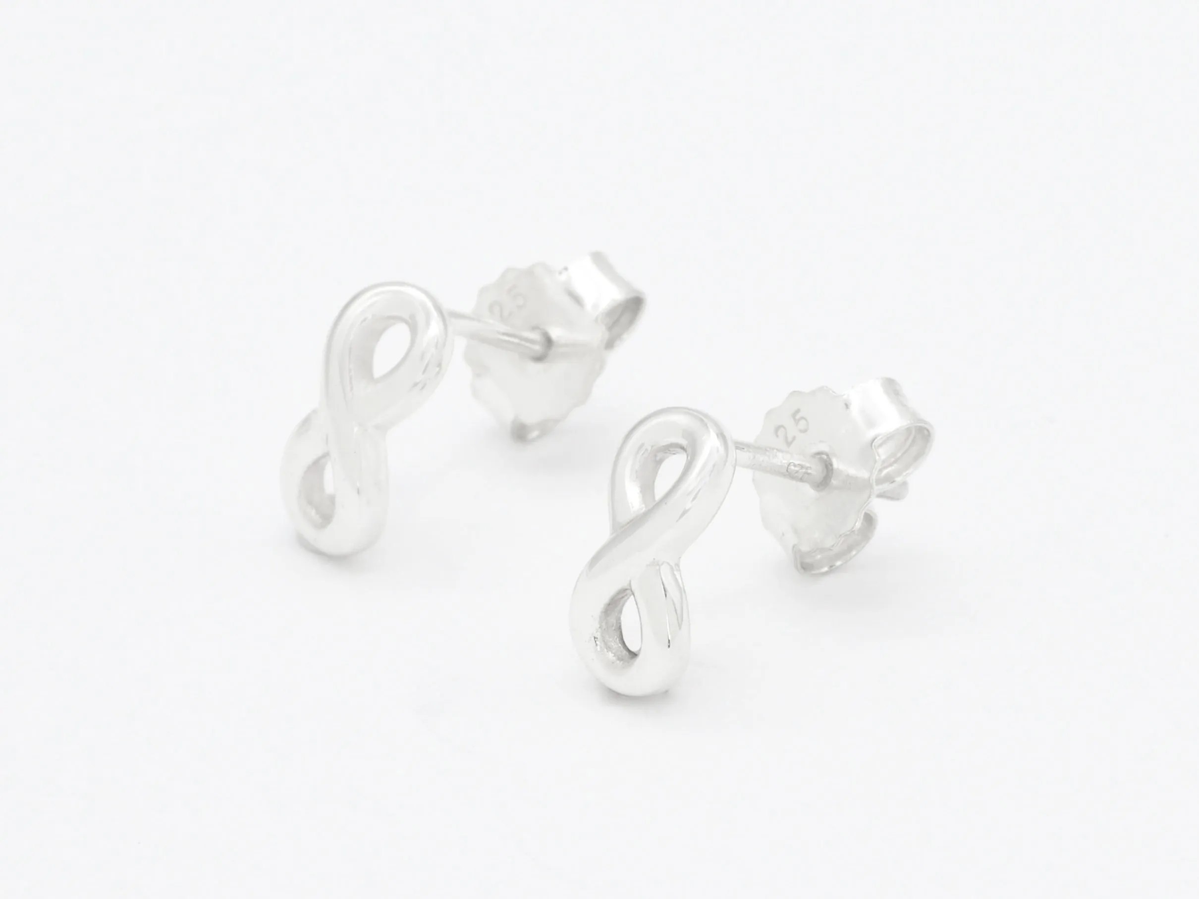 Silver Infinity Earrings - Dainty Silver Studs - Minimalist Infinity Studs