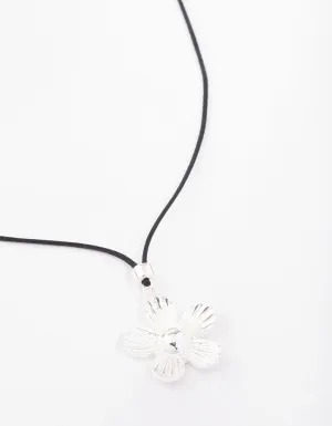 Silver Sunray Flower Rope Necklace