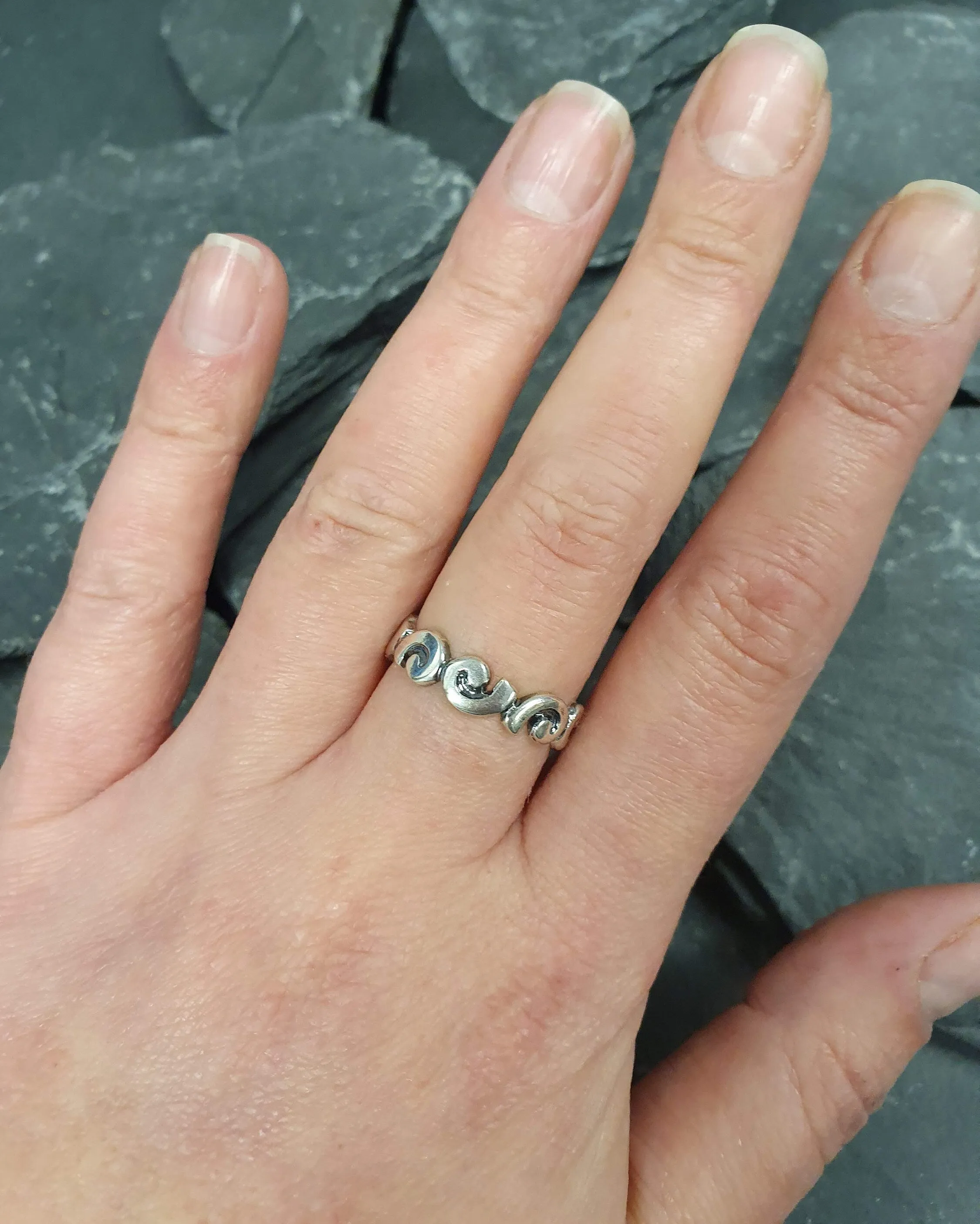 Silver Wavy Band - Silver Spiral Band - Silver Infinity Ring