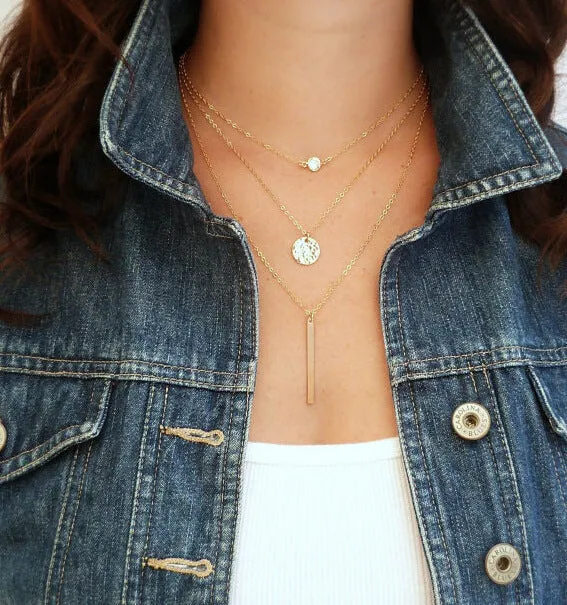 Simple and simple chain metal ring short necklace